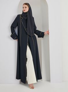 Model height: 177 CM 100% Polyester Length : 145cm Scarves Dimensions 200 x 70 Long Sleeve Abaya For Formal Fall Occasions, Long Sleeve Abaya For Formal Fall Events, Elegant Long Thobe For Fall, Elegant Long Abaya For Workwear, Elegant Long Winter Abaya, Formal Long Sleeve Outerwear For Eid, Elegant Long Sleeve Outerwear For Eid, Elegant Long Outerwear For Eid, Jacket Abaya