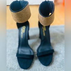 Size: 6.5 Color: Black Trendy Black Heels For Party Season, Ankle-high Heels For Night Out And Party Season, Ankle-high Heels For Party Season Night Out, Chic Black Heels For Party Season, Party Heels Ankle-high Medium Width, Party Ankle-high Heels Medium Width, Party Heels With Medium Width, Ankle-high, Party Heels With Medium Width And Ankle-high Shape, Glamorous Black Heels For Party Season