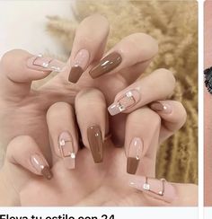 Nude Brown Nail Designs, Brown Nail, Nail Art Glitter, Blush Nails, Nail Swag, Brown Nails, Glitter Nail Art