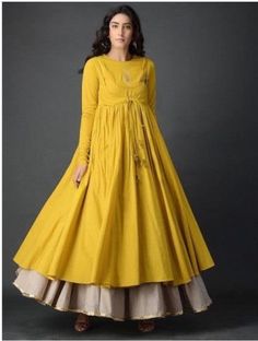 Layered Kurti Designs, Double Layered Kurti Designs, Angrakha Style, Long Kurti Designs, Indian Gowns Dresses, Anarkali Kurta, Fashion Design Dress