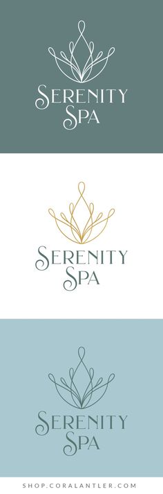 three different logos for serenity spa