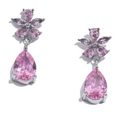 316 Stainless Steel Luxury Colorful AAA Cubic Zirconia Flower Exquisite Bling Earrings High Quality Fashion Party Jewelry Sophisticated Earrings, Casual Work Dresses, Bling Earrings, Love And Co, Silver Design, Violet Flower, Old Money Style, Color Rosa, Hair Claw