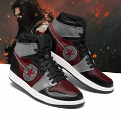 Winter Soldier Marvel 2 Air Jordan Shoes Sport Sneakers, Best Gift For Men And Women Avengers Winter Soldier, Winter Soldier Marvel, Mode Indie, Marvel Shoes, Barnes Marvel, Marvel Clothes, Jordan Sneaker, High Sneakers, Shoes Sport