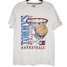 Tommy Jeans Vintage Style 1985 Tommy's Athletic Dept Basketball Tee Medium Measurements: 20" Pit To Pit 28" Length In Great Shape! No Holes Or Stains Please Consider Photos As Part Of The Description. Thank You For Stopping By! Vintage Basketball Shirt, Vintage Sports Tees, 90s Sport, Mens Photoshoot, Spiderman Shirt, Vintage Football Shirts, Mens Photoshoot Poses, Basketball Tees, Collegiate Style