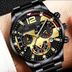 Men's Watch Quartz Watches Non-Mechanical Sports Boys Metal Steel Band Watches Calendar Display Luminous Hand Watches Black Casual Business Watch, Black Wear-resistant Watch For Gift, Casual Black Wear-resistant Watch, Casual Black Watch With Metal Dial, Casual Black Wear-resistant Chronograph Watch, Casual Black Watch Accessories For Gift, Business Calendar, Army Watches, Mens Sport Watches