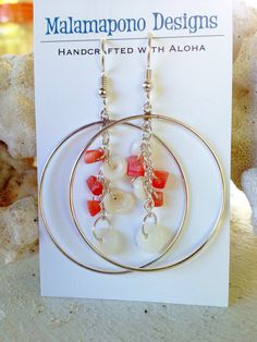 Sterling Silver coral and Puka shell earrings ~ handmade from Hawaii! on Etsy, $28.00 Nickel-free Teardrop Jewelry For Beach, Nickel Free Sterling Silver Jewelry For Beach, Silver Wire Wrapped Jewelry For Beach, Nickel-free Sterling Silver Jewelry For The Beach, Silver Sea Glass Jewelry For Beach, Sterling Silver Dangle Jewelry For Beach, Nickel-free Glass Jewelry For Beach, Nickel-free Glass Jewelry For The Beach, Handmade Dangle Sea Glass Jewelry