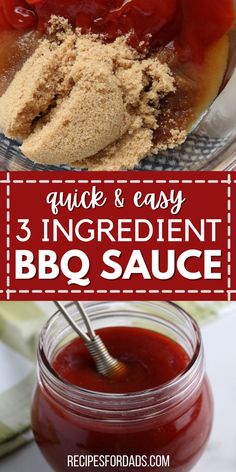 the ingredients to make barbecue sauce are shown in this collage with text overlay