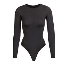 ESSENTIAL CREW NECK LONG SLEEVE BODYSUIT - TIGERS EYE | SKIMS Square Neck Bodysuit, Sleeveless Bodysuit, Pullover Shirt, Airport Outfit, Body Suit, Long Sleeve Bodysuit, Black Top