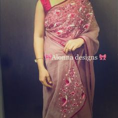 Organza Saree And Blouse Handwork On Saree Chest,Pallu Both Corner,Blouse Sleeves &Shoulder Ready Piece Formal Pink Blouse Piece With Dupatta, Pink Georgette Saree For Formal Occasions, Formal Pink Georgette Saree, Pink Fitted Saree For Formal Occasions, Formal Pink Blouse Piece With Zari Work, Pink Cutdana Saree For Formal Occasions, Traditional Pink Pre-draped Saree For Formal Occasions, Traditional Pink Pre-draped Saree For Formal Events, Pink Unstitched Blouse For Formal Traditional Wear