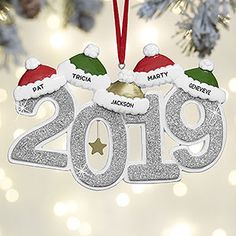 a christmas ornament hanging from a tree