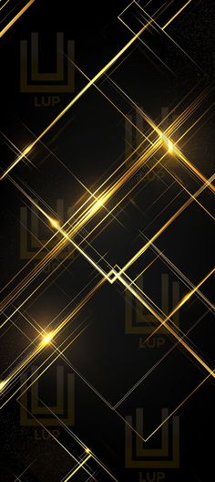 an abstract gold and black background with lines in the shape of rectangles on top of each other