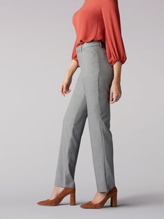 Women’s Wrinkle Free Relaxed Fit Straight Leg Pant in Ash Heather alternative view 2 Womens Dressy Pants, Slacks For Women, Straight Leg Pant, Dressy Pants, Stitch Fix Stylist, Stretchy Pants, Tailored Pants, Professional Look, Look Your Best