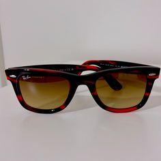 Ray Ban Rb2140 Original Wayfarer Bio-Based Uni-Sex Sunglasses. Frame Color: Striped Red Lens Color:Brown Case Included!! Brand New!! Sunglasses Frame, Unisex Sunglasses, Red Brown, Ray Ban, Sunglasses Accessories, Sunglasses Case, Ray Bans, Women Accessories, Sunglasses