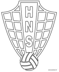 a soccer ball with the word hns on it and an image of a shield