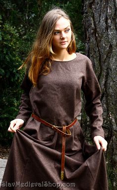 Medieval Dress "Young nun"   Cotte of 13th by SlavMedievalShop, $109.00 Medieval Long Sleeve Dresses For Fall, Viking Style Medieval Dress For Larp, Viking Style Medieval Dress For Festivals, Elven Style Medieval Dress For Larp, Viking Medieval Dress For Larp And Festivals, Fall Medieval Dress With Historical Design, Viking Style Long Sleeve Medieval Dress For Festivals, Fall Medieval Dress With Long Sleeves, Long Sleeve Medieval Dress With Historical Design For Fall