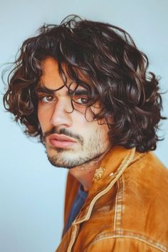 Tousled Curly Bob Medium-Length Hairstyle For Men. Long Mens Haircut Wavy, Medium Curly Hairstyles, Haircut Summer, Curly Taper Fade, Mens Short Curly Hairstyles, 1980s Makeup, Medium Curly Haircuts, Curly Hairstyles For Men