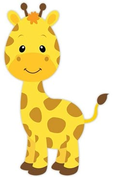 a cute giraffe with a flower on its head is standing in front of a white background