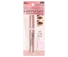 Pink-tinted mascara primer thickens lashes for voluptuous volume and helps enhance the wear of your mascara. Conditioning pink primer formula, infused with rose oil, helps adhere mascara to lashes for enhanced mascara wear. Soft wavy mascara brush with over 200 bristles holds maximum formula to coat and prepare lashes for mascara. Lash Paradise, Mascara Primer, Millennial Pink, Mascara Brush, Rose Oil, Volume Mascara, Big Lots, Lashes, Paradise