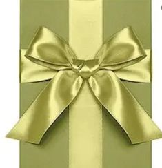 a green gift box with a gold bow