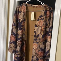 New Jacket With Tags Very Beautiful Colors Very Elegant Chic Floral Print Outerwear For Brunch, Fall Open Front Outerwear For Brunch, Chic Floral Print Fall Blazer, New Jacket, Beautiful Colors, Jackets & Coats, Jackets For Women, Tags, Women Shopping