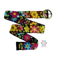 Belts are inspired by the flowers of the Peruvian Andes. Handmade embroidered by women from Ayacucho - Peru The strap is handwoven in wood looms and carefully hand-embroidered with colors that try to replicate the beauty of real flowers we see around us. We decided to be eco-friendly, so we use 100% sheep wool. Material: 100% sheep wool. Design: artistic floral. Width: 5 cm / 2''. It has 7 holes separated by 1'' / 2.5 cm from each other. The first hole is at 2'' / 5 cm from the end It will fit p Embroidered Belt, Beautiful Belts, Handmade Embroidery, Personalized Embroidered, Sheep Wool, Real Flowers, Black Belt, Colorful Flowers, Peru