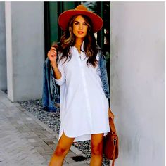 The Risky Business Button Down Shirt Dress Is An Instant Outfit In White That Features A Classic Look! It Can Be Belted, Worn As A Cover-Up At The Beach, Or Dressed Up With Heels And Jewelry How To Style A Shirt Dress, White Tshirt Dress, Risky Business, Linen Shift Dress, Button Down Shirt Dress, Ponte Dress, J Crew Dress, Cotton Shirt Dress, Women Long Sleeve Dress