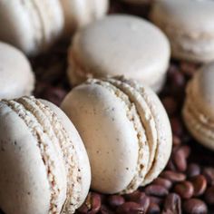 macaroons and coffee beans on a table