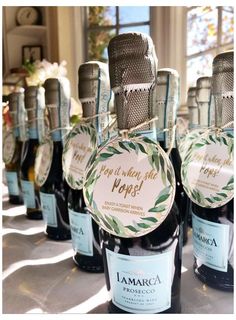 several bottles of wine sitting on top of a table