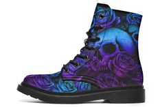 Colorful Tattoo Skull - Raad Shop Colorful Tattoo, Printed Boots, Tattoo Skull, Boot Print, Emo Outfits, Skull Shirts, Black Boots Women, Color Tattoo, Printed Leather