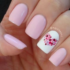 55 Creative Nail Art Designs for Valentine's Day 2014 | Family Holiday Unusual Nails, Shades Nails, Polka Dot Nail Designs, Dot Nail Designs, Valentine Nail Art, Polka Dot Nails, Dots Nails