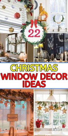 Christmas Decorations Kitchen Window, Diy Window Garland Christmas, Christmas Window Valance Ideas, Window Diy Decor Ideas, Window Decorating For Christmas, Christmas Valance Ideas, Indoor Christmas Window Decorating Ideas, Christmas Kitchen Window Decor Ideas, Christmas Window Decorations Ideas