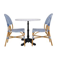 two chairs and a table on a white background