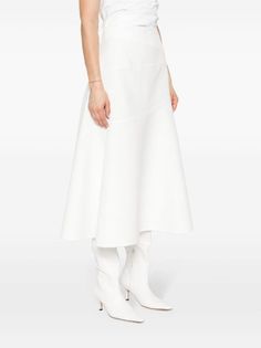 Jil Sander Asymmetric Midi Skirt - Farfetch Midi Skirt White, Skirt White, Jil Sander, White Skirts, Sanders, Midi Skirt, Skirt, White