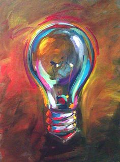 an oil painting of a light bulb