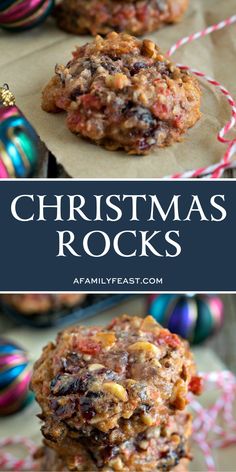 christmas rocks are stacked on top of each other