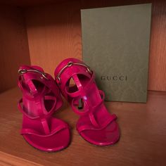 Authenthic Pink Gucci Ursula Sandals Gently Used. Size 37.5 Gucci High Heel Sandals With Horsebit Detail, Designer Pink Heels With Buckle Closure, Gucci Sandals With Buckle And Block Heel, Gucci Sandals With Buckle Closure And Block Heel, Gucci Block Heel Sandals With Buckle Closure, Gucci Block Heel Shoes With Buckle Closure, Gucci Designer Heels With Buckle Closure, Gucci Sandals With Heel Strap, Gucci Ankle Strap Heels