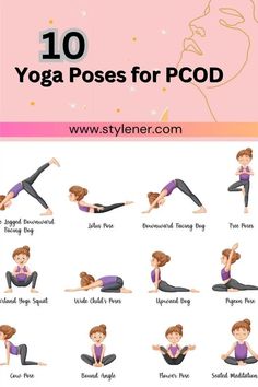 a woman doing yoga poses for pcod