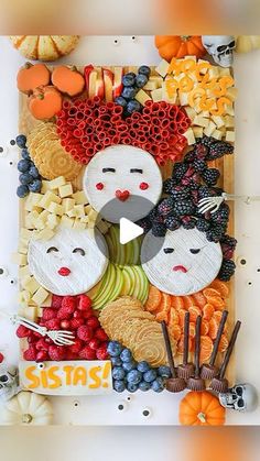 an art work made out of fruits and vegetables with the words sistass on it