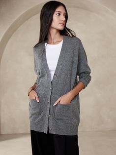 Caro Oversized Lightweight Cashmere Cardigan | Banana Republic Trendy Cardigans, Boys Cardigans, Support Local Farmers, Crochet Clothing, Open Cardigan Sweater, Banana Republic Women, Grey Cardigan, Cardigan Fashion, Natural Resources