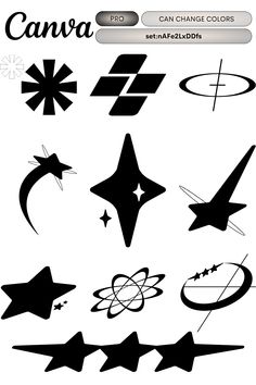 various shapes and sizes of stars are shown in this graphic design tool sheet for the camera