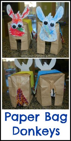 paper bag donkeys made out of brown paper bags