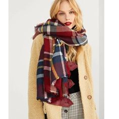 Colour: Multicolored Composition: 100% Polyester Print Type: Checkered Style: Casual Type: Scarf Long 55.1" Width 55.1" Golf Attire Women, Checkered Scarf, Scarf Jacket, Winter Plaid, Fall Plaid, Golf Outfits Women, Fall Fashion Trends, Square Scarf, Scarf Styles