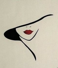 a drawing of a woman's face with red lips