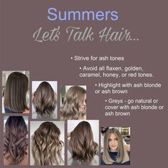 Hair Color True Summer, Hair For Soft Summer, True Summer Color Palette Hair, Soft Summer Brunette, Soft Summer Hair Color Palette, Soft Summer Color Palette Hair, Cool Summer Hair Color Palette, True Summer Hair Color, Cool Summer Hair Colors