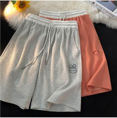 Casual Cartoon Embroidered Home Wear Shorts Pants – Tomscloth Gray Short Leg Leisure Bottoms, Gray Leisure Shorts, Gray Bottoms For Leisure Summer Wear, Cotton Leisure Shorts, Leisure Cotton Short Pants, Gray Cotton Short Pants, Spring Leisure Knee-length Shorts, Spring Knee-length Leisure Shorts, Knee-length Cotton Pants With Elastic Waistband