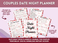 date night planner for couples with hearts on it