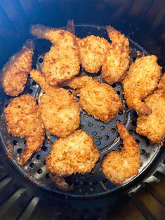 fried food being cooked in an air fryer