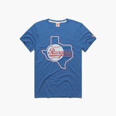 Texas Rangers '84 | Men's Retro Rangers T-Shirt – HOMAGE Throwback T-shirt With Team Logo, Retro Game Day T-shirt With Logo Print, Throwback Baseball Fan Tops, Retro Logo Print T-shirt For Game Day, Throwback Tops For Baseball Game Day, Throwback Baseball Season Fan T-shirt, Throwback Baseball Fan Merchandise T-shirt, Collegiate T-shirt For Baseball Season, Relaxed Fit, Throwback T-shirt For Baseball Season Game Day