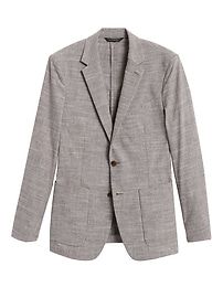 Slim Italian Plaid Suit Jacket | Banana Republic Classic Cotton Tweed Jacket With Notch Lapel, Classic Plaid Linen Outerwear, Classic Cotton Tweed Jacket For Work, Plaid Linen Outerwear For Work, Plaid Linen Long Sleeve Outerwear, Business Plaid Cotton Outerwear, Plaid Linen Outerwear For Fall, Plaid Suit Jacket, Plaid Suit