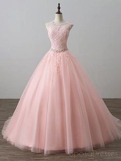 Pink Tulle Evening Dress, Pink Formal Gown, Dress Sweet 16, Prom Dress Lace, Sweet 16 Dress, Robes D'occasion, Tulle Evening Dress